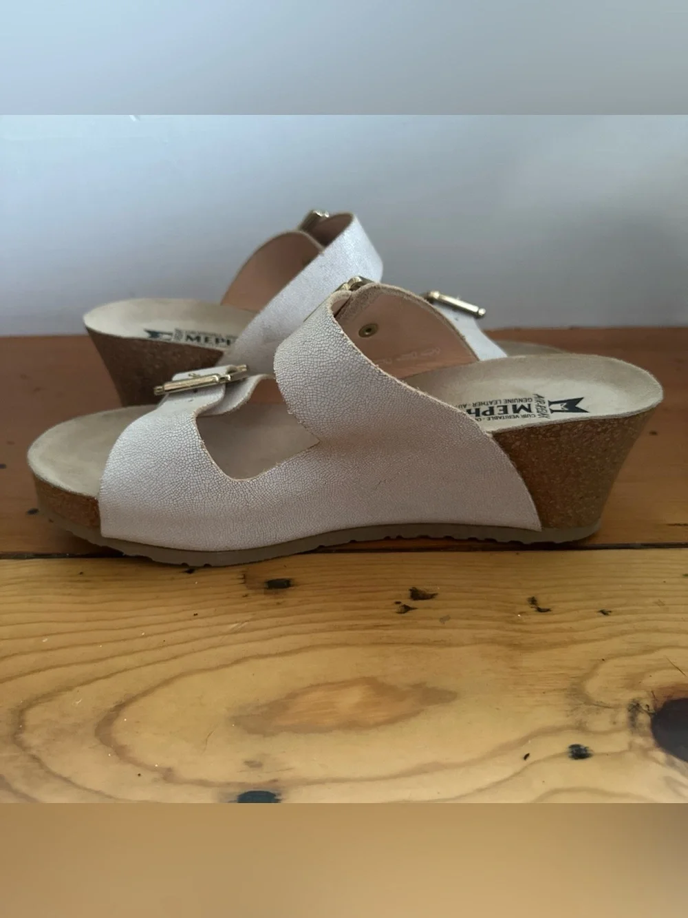Mephisto Women’s Size 40EU | 10 Lenia Wedge Air Relax Sandals White Leather Cork